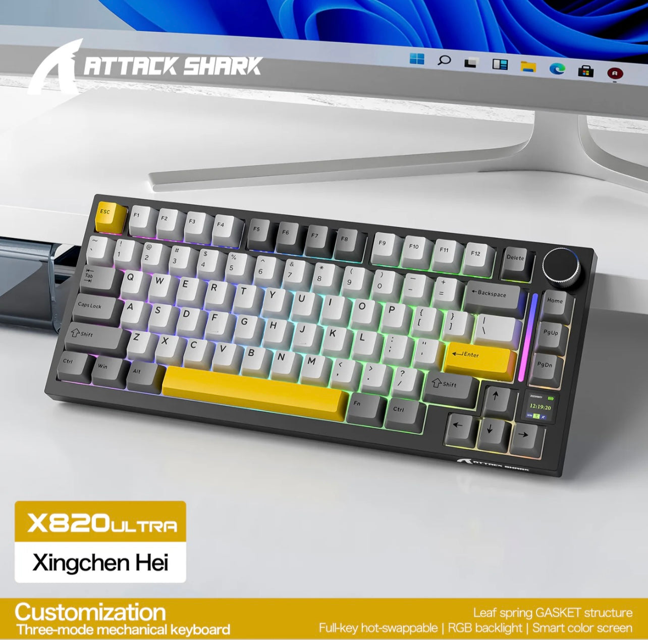 ATTACK SHARK X820Ultra Tri-mode Gasket Mechanical Keyboard