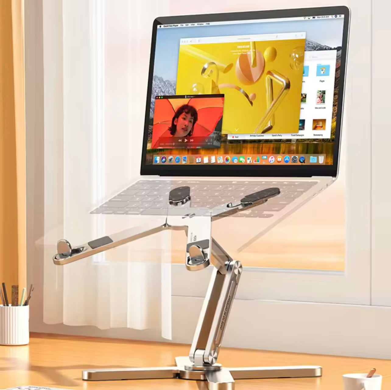 Foldable Laptop Stand with 360° Rotation – Aluminum Alloy Notebook & Tablet Holder