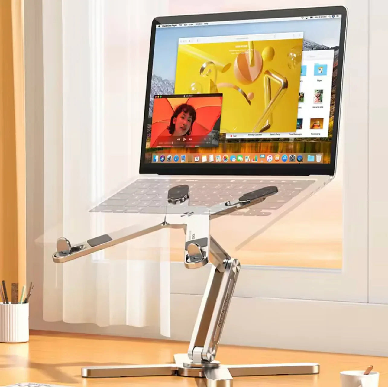 Foldable Laptop Stand with 360° Rotation - Aluminum Alloy Notebook & Tablet Holder for Optimal Comfort - ZeeTec Store