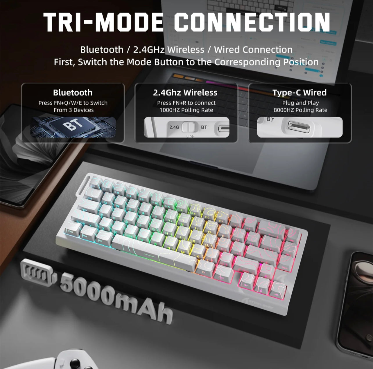 ATTACK SHARK X68 PRO HE Gaming Keyboard 8K Hz RGB Hot-Swap Rapid Trigger
