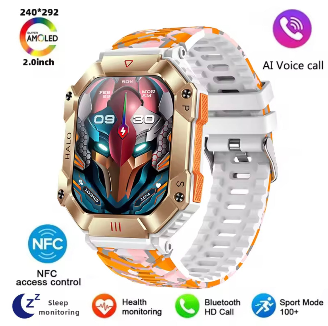 Men’s Military Smartwatch with Bluetooth Call, Large Battery, Compass & Waterproof Sports Design – Outdoor Electronic Watch
