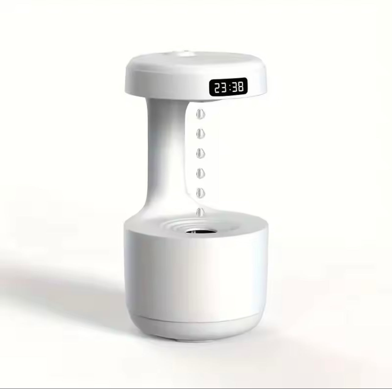 USB Anti-Gravity Humidifier with Clock & Night Light – Cool Mist Air Purifier and Mood Enhancer for Living Room, Bedroom & Office
