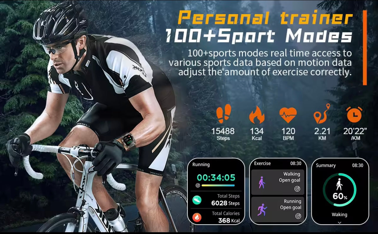 Men’s Military Smartwatch with Bluetooth Call, Large Battery, Compass & Waterproof Sports Design – Outdoor Electronic Watch