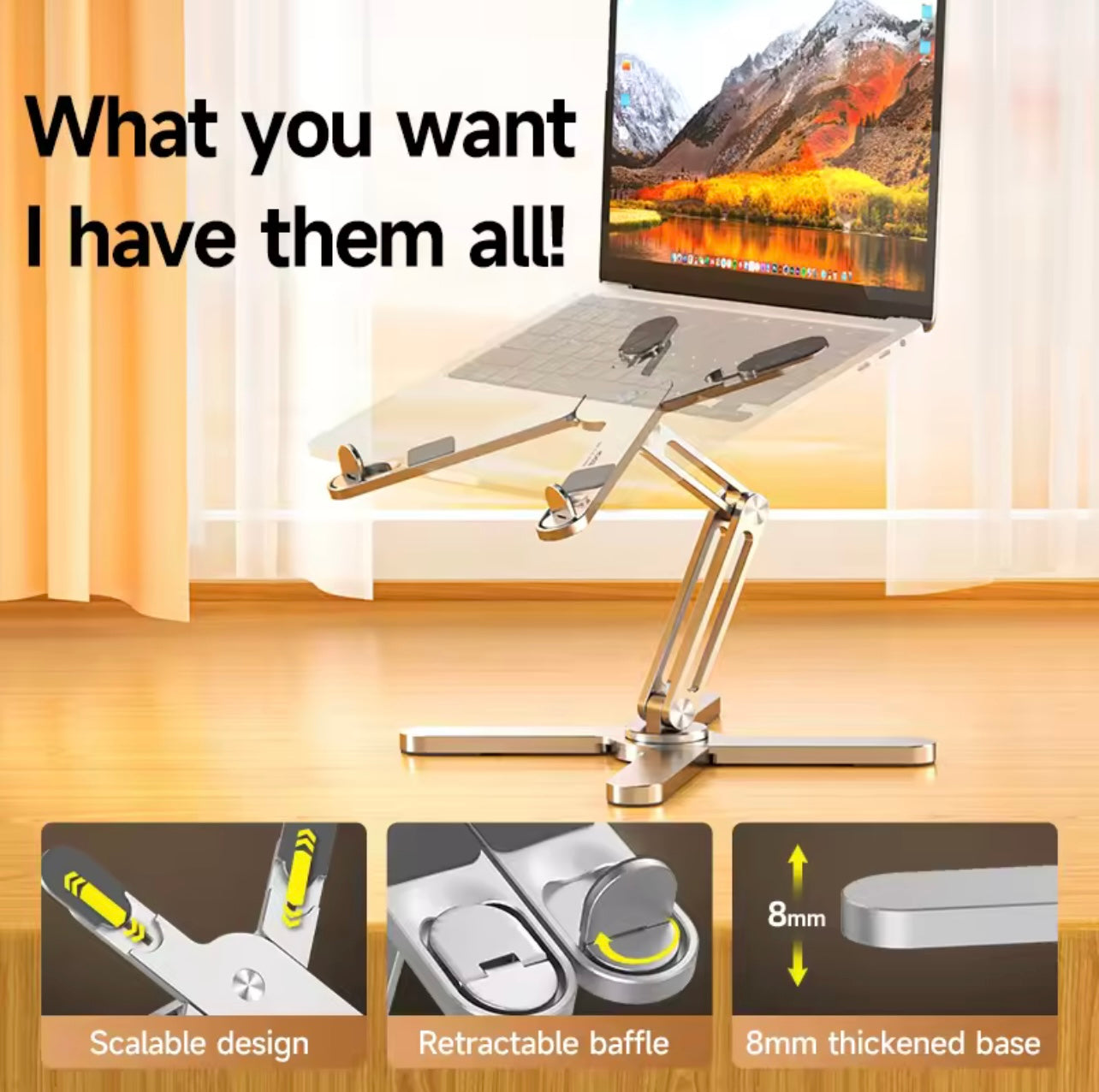 Foldable Laptop Stand with 360° Rotation – Aluminum Alloy Notebook & Tablet Holder