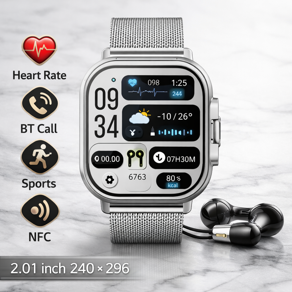 Smart Watch with Built-in Earbuds HD Display, Health Monitoring, Bluetooth Call, GPS, Health and Fitness Monitor