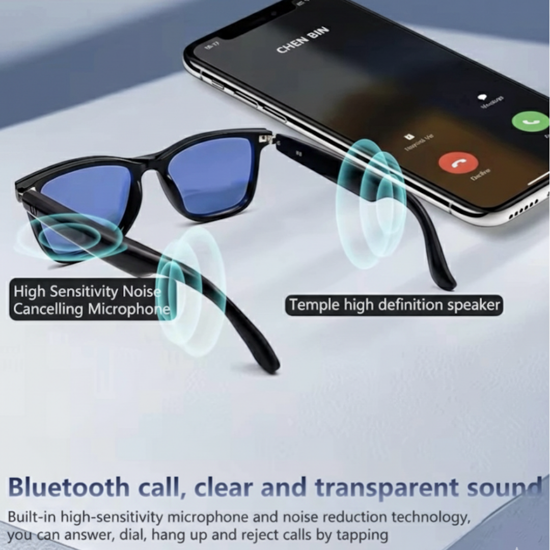 2-in-1 Bluetooth Smart (Sun)Glasses, Magnetic Disassembly, Music and Bluetooth Call Function, Smart Touch Control, Dual Magnetic Charging, Eye Protection - UV400 Polarized Lens, Automatic Pairing & Lightweight Design 27g, Compatible with Android & iOS