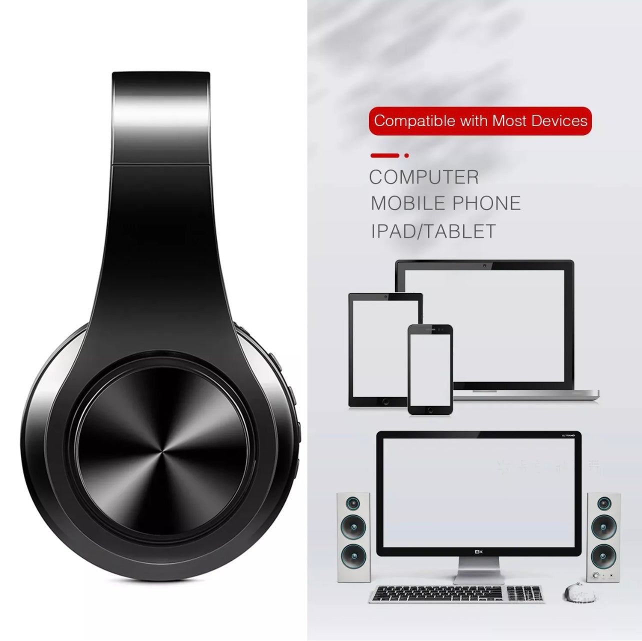 HEADPHONE MULTI FUNCTIONAL FOLDABLE WIRELESS STEREO SUPER BASS FM MIC SD CARD
