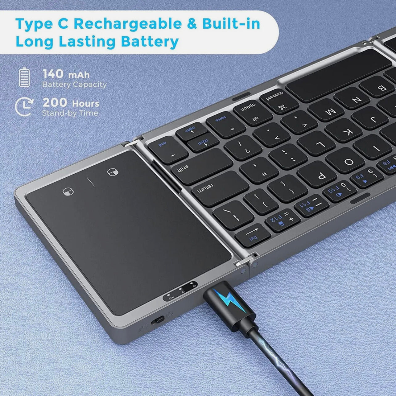 PORTABLE WIRELESS KEYBOARD FOLDABLE with TOUCHPAD MOUSE for TABLET LAPTOP MOBILE