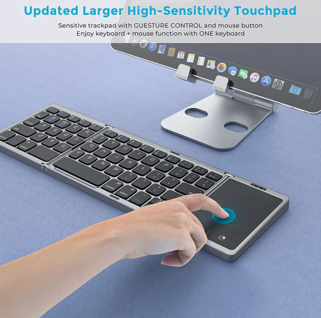 PORTABLE WIRELESS KEYBOARD FOLDABLE with TOUCHPAD MOUSE for TABLET LAPTOP MOBILE