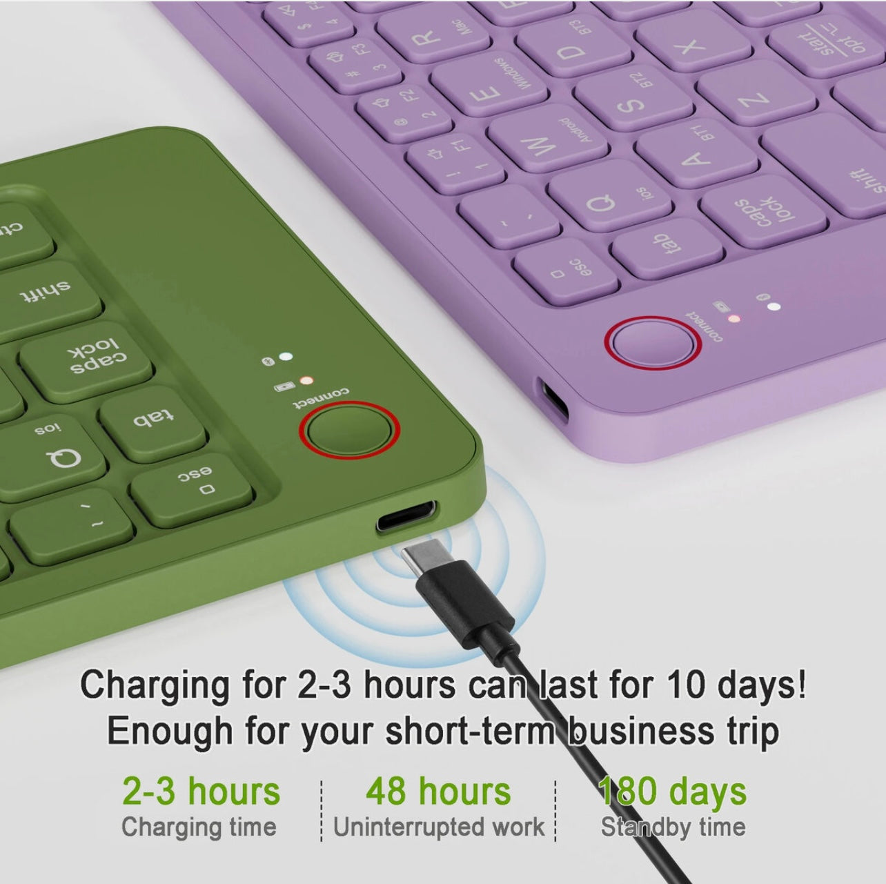 WIRELESS KEYBOARD RECHARGABLE FOLDABLE MINI COLORFUL for PHONE IPAD TABLT PC