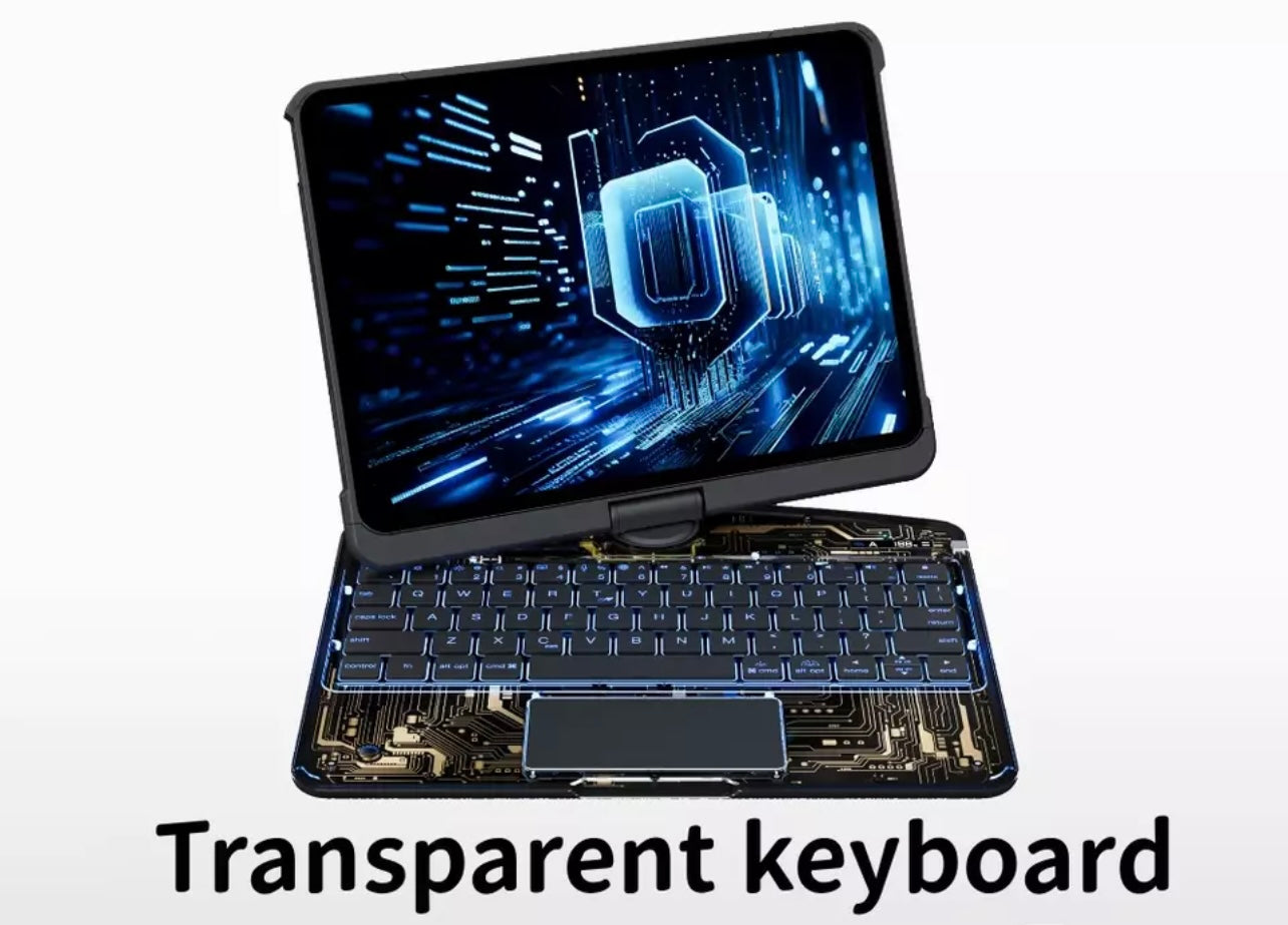 ROTATING CASE APPLE IPAD KEYBOARD IPAD PRO AIR SMART TRANSPARENT BACKLIGHT LED