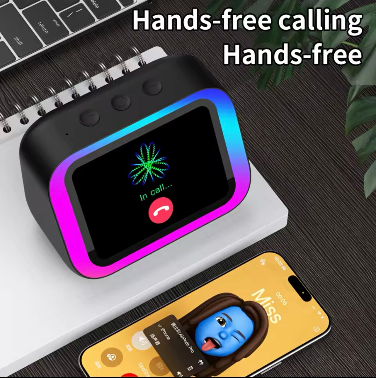 Smart Bluetooth Speaker Clock w/ Display, Weather, Temp, Voice Assistant