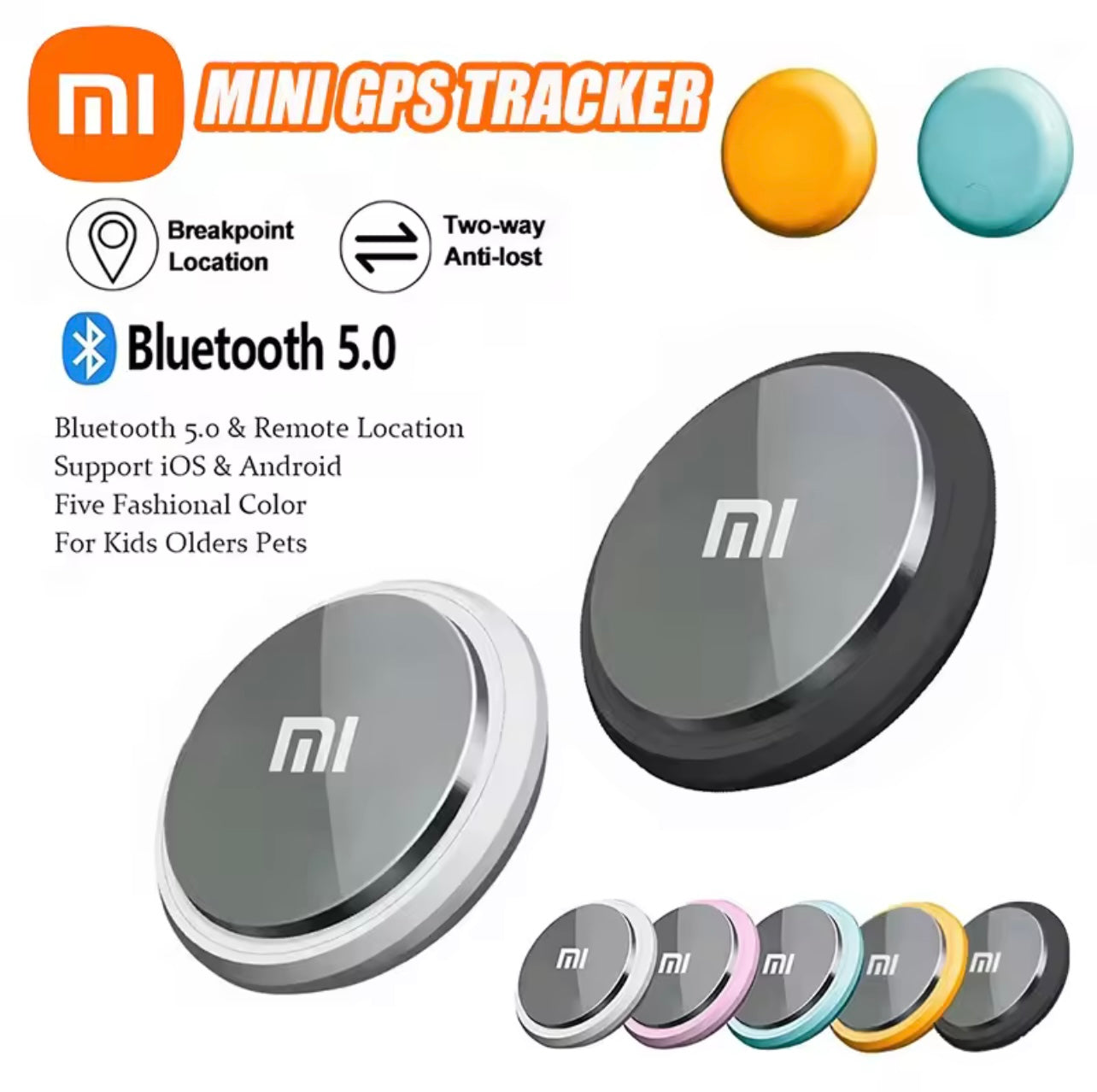 Smart GPS Bluetooth Tracker Key Finder Anti-Lost Device for Pets, Travel & More