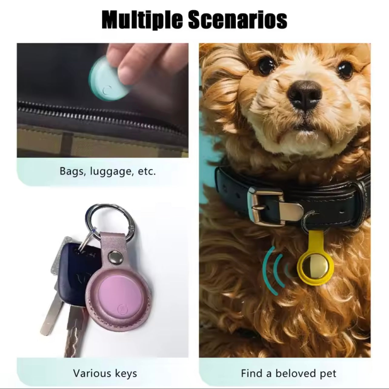Smart GPS Bluetooth Tracker Key Finder Anti-Lost Device for Pets, Travel & More