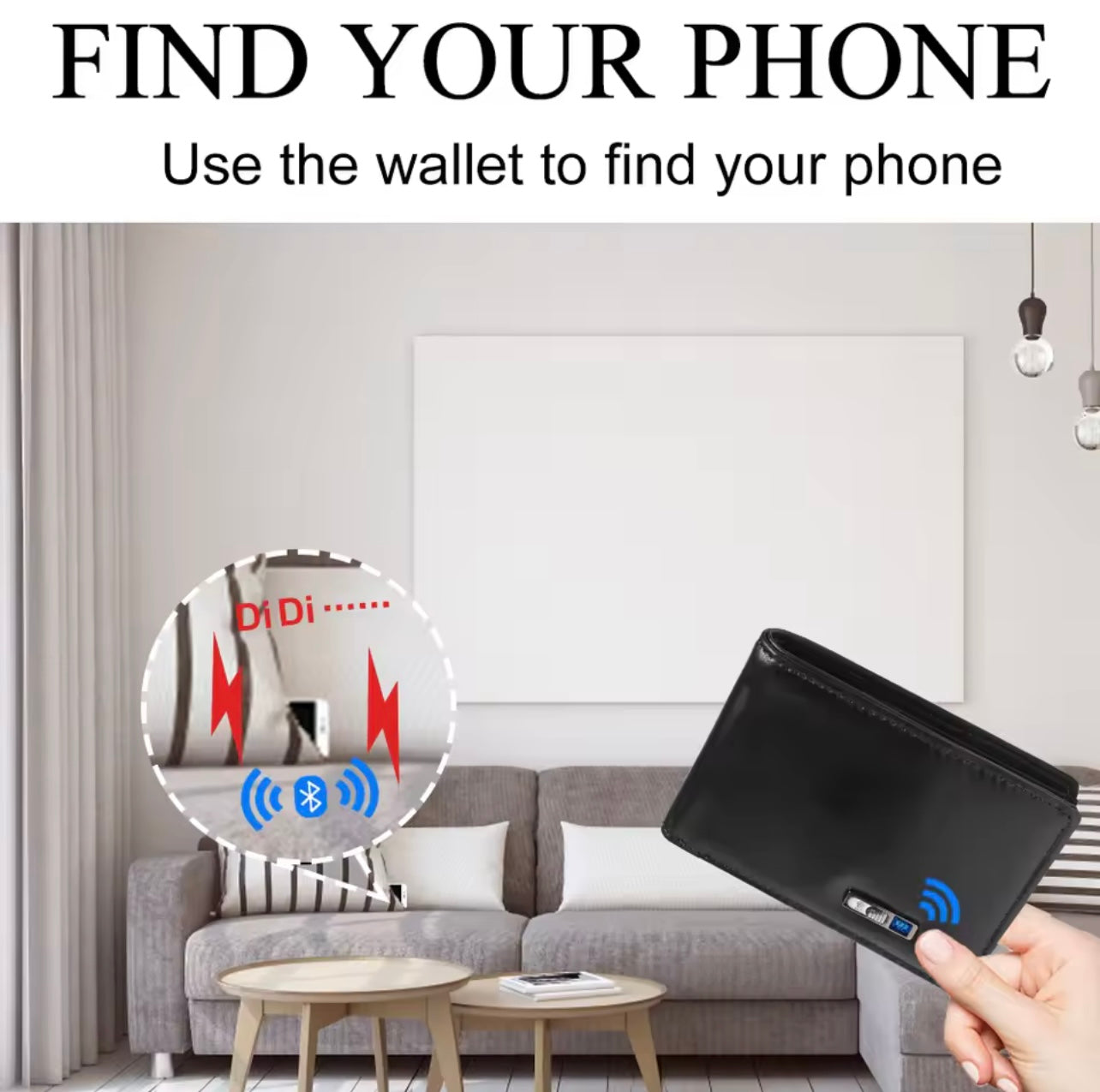 Bluetooth Smart Wallet Finds Phone & Vice Versa | GPS |Anti-Lost, Camera Control