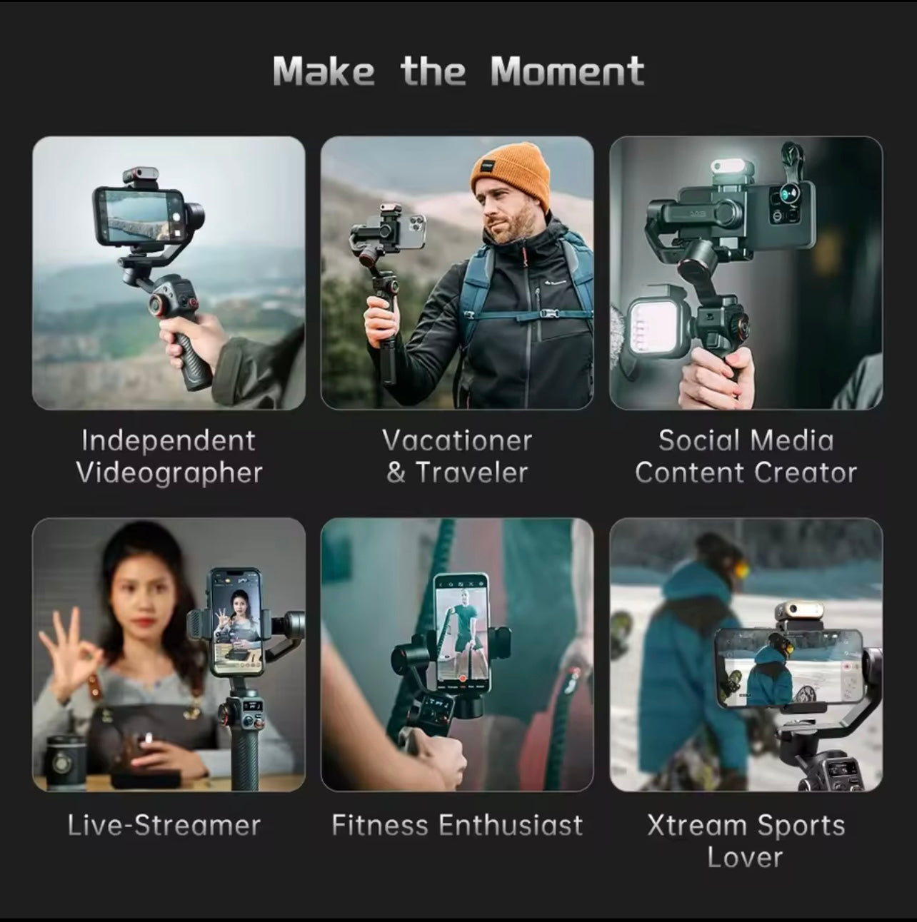 Hohem iSteady M7 3-Axis Gimbal Stabilizer w/ Light & Face Tracking Phone