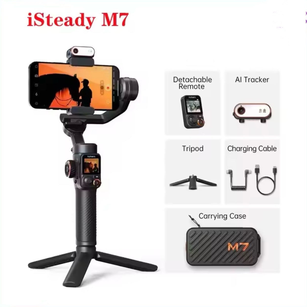 Hohem iSteady M7 3-Axis Gimbal Stabilizer w/ Light & Face Tracking Phone