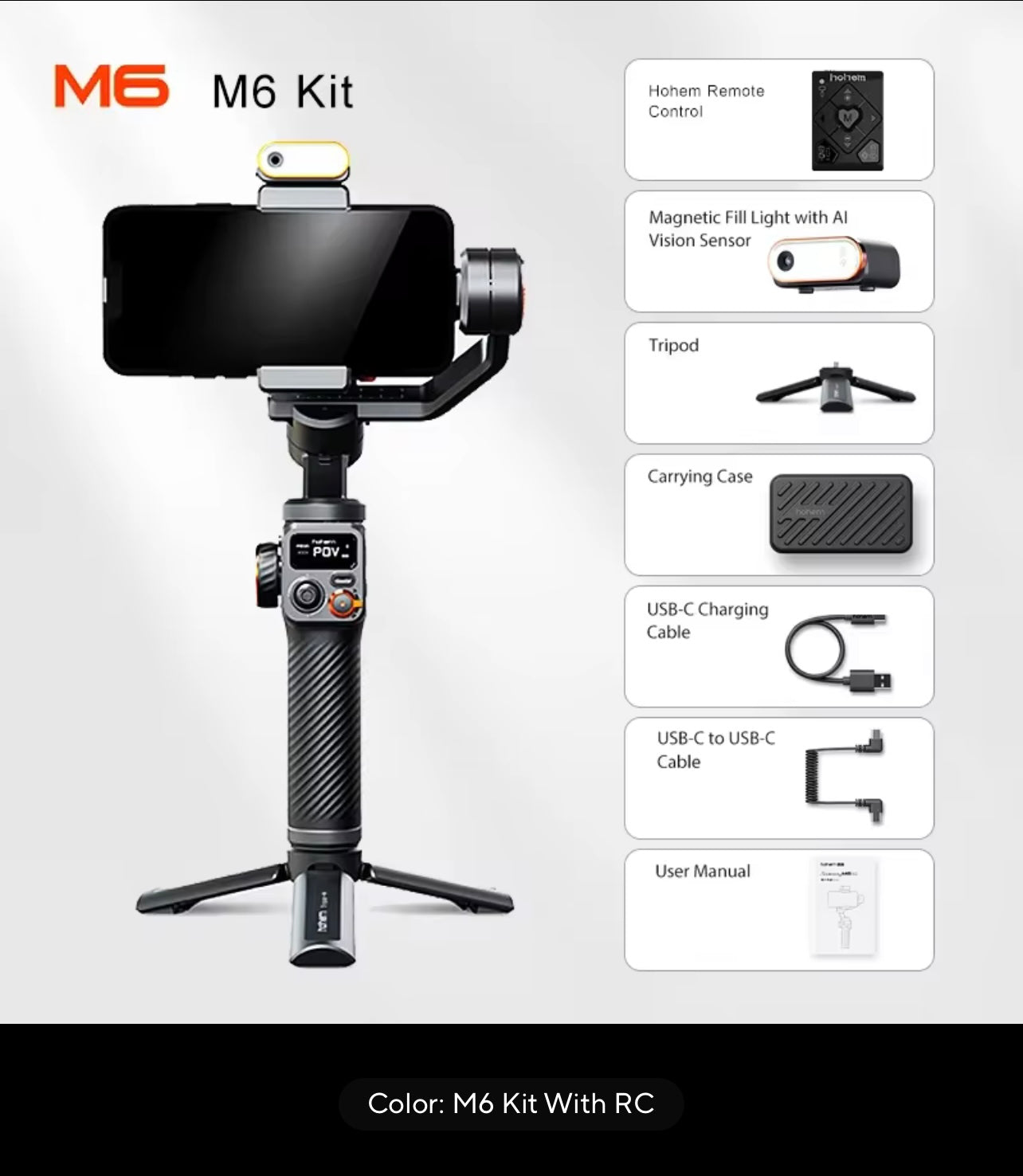 Hohem iSteady M7 3-Axis Gimbal Stabilizer w/ Light & Face Tracking Phone