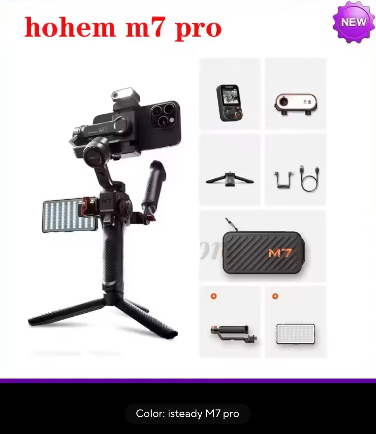 Hohem iSteady M7 3-Axis Gimbal Stabilizer w/ Light & Face Tracking Phone