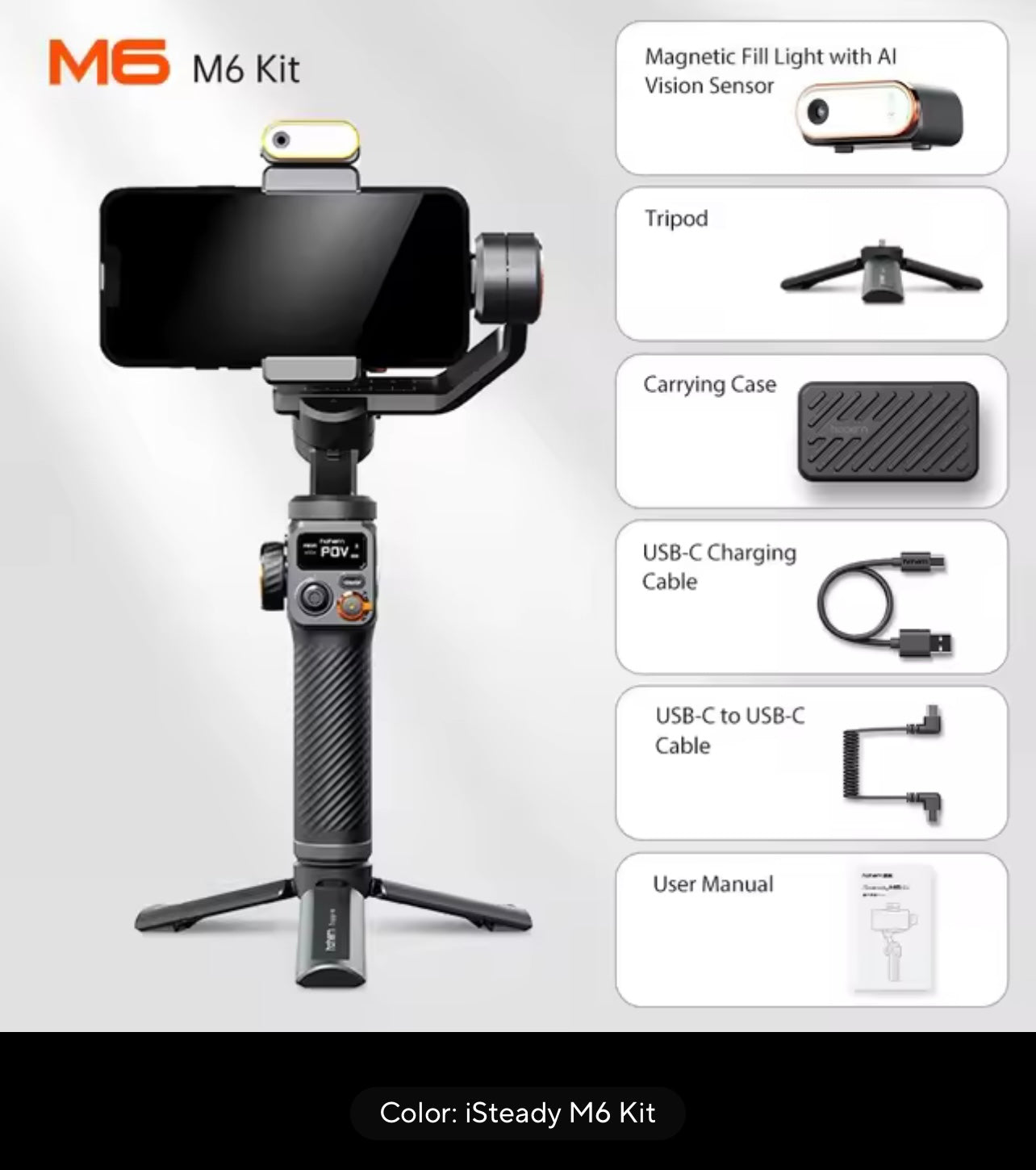 Hohem iSteady M7 3-Axis Gimbal Stabilizer w/ Light & Face Tracking Phone