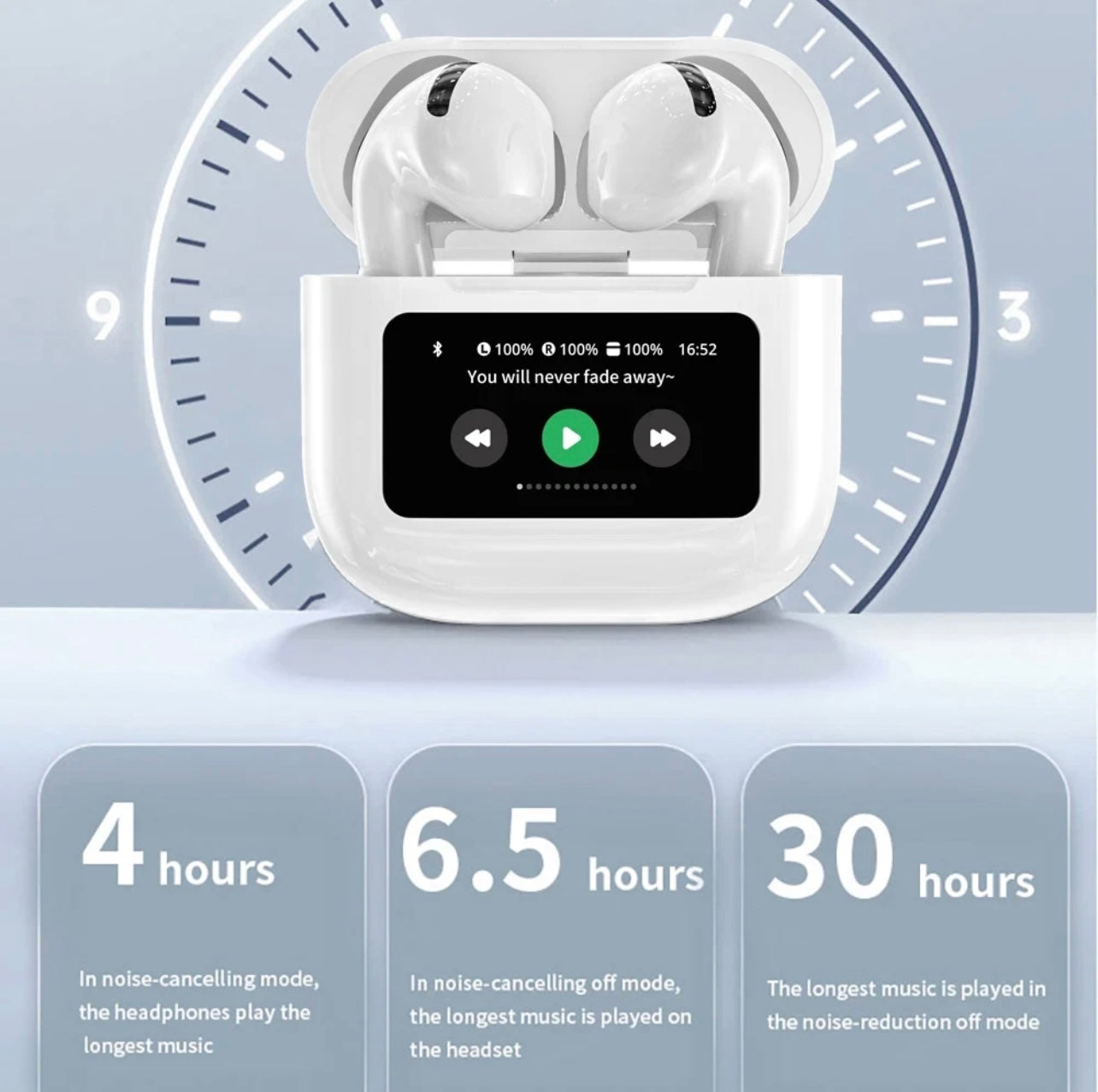 Wireless Earbuds w/ Touch LCD, EQ Control, Super Bass & Surround Sound