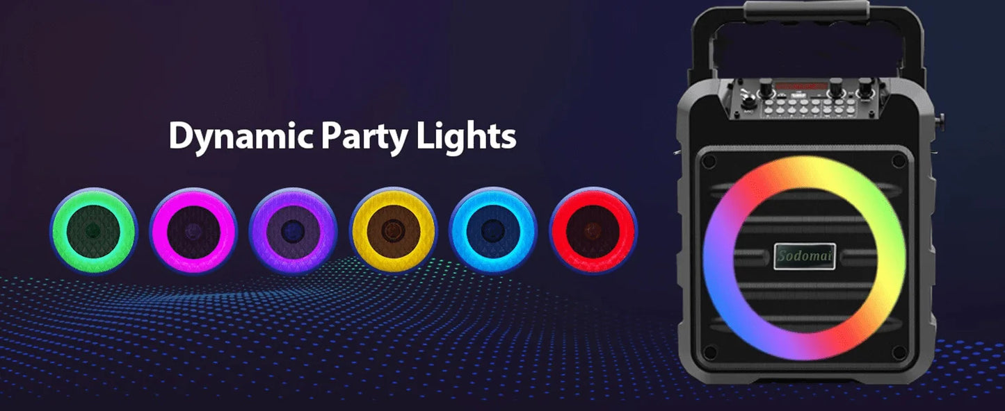 Portable Bluetooth Karaoke Speaker β Dual Wireless Mics, RGB Lights, Powerful So
