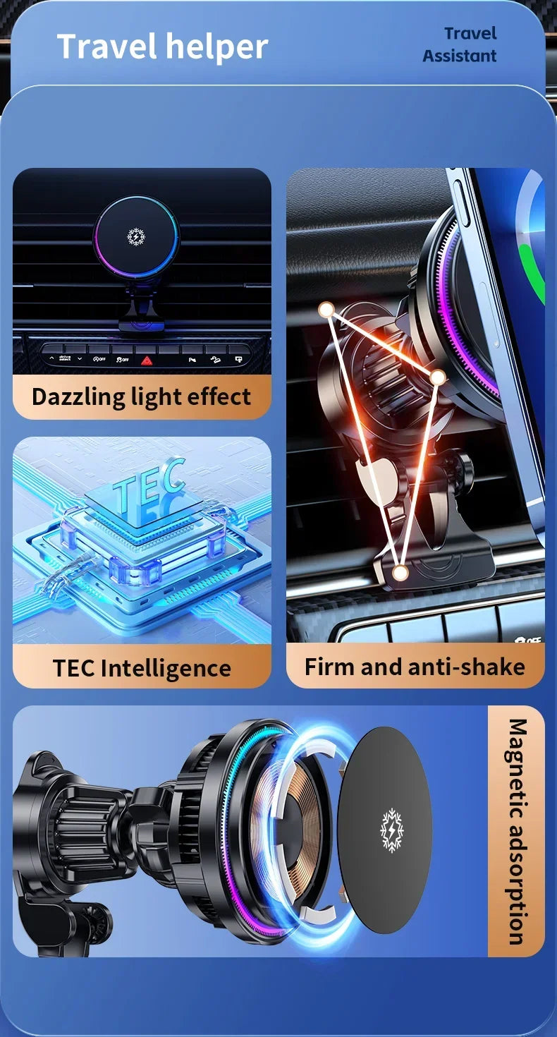 MAGNETIC WIRELESS CAR CHARGER MOUNT PHONE HOLDER FAST For APPLE IPHONE COOLING