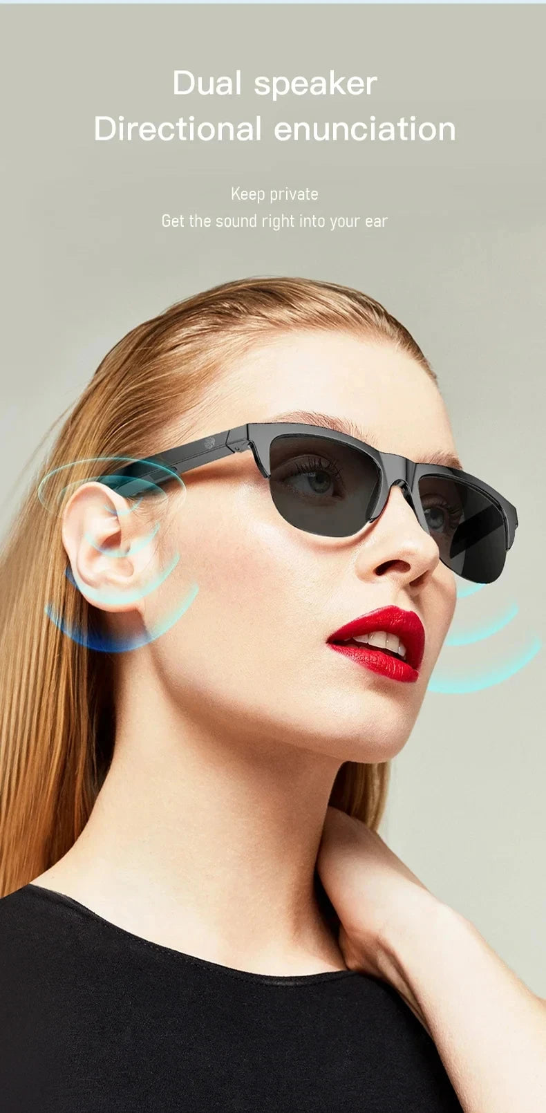 SMART SUNGLASS BLUETOOTH CALL HIFI SOUND MUSIC BLUE LIGHT WATERPROOF ANTI UV