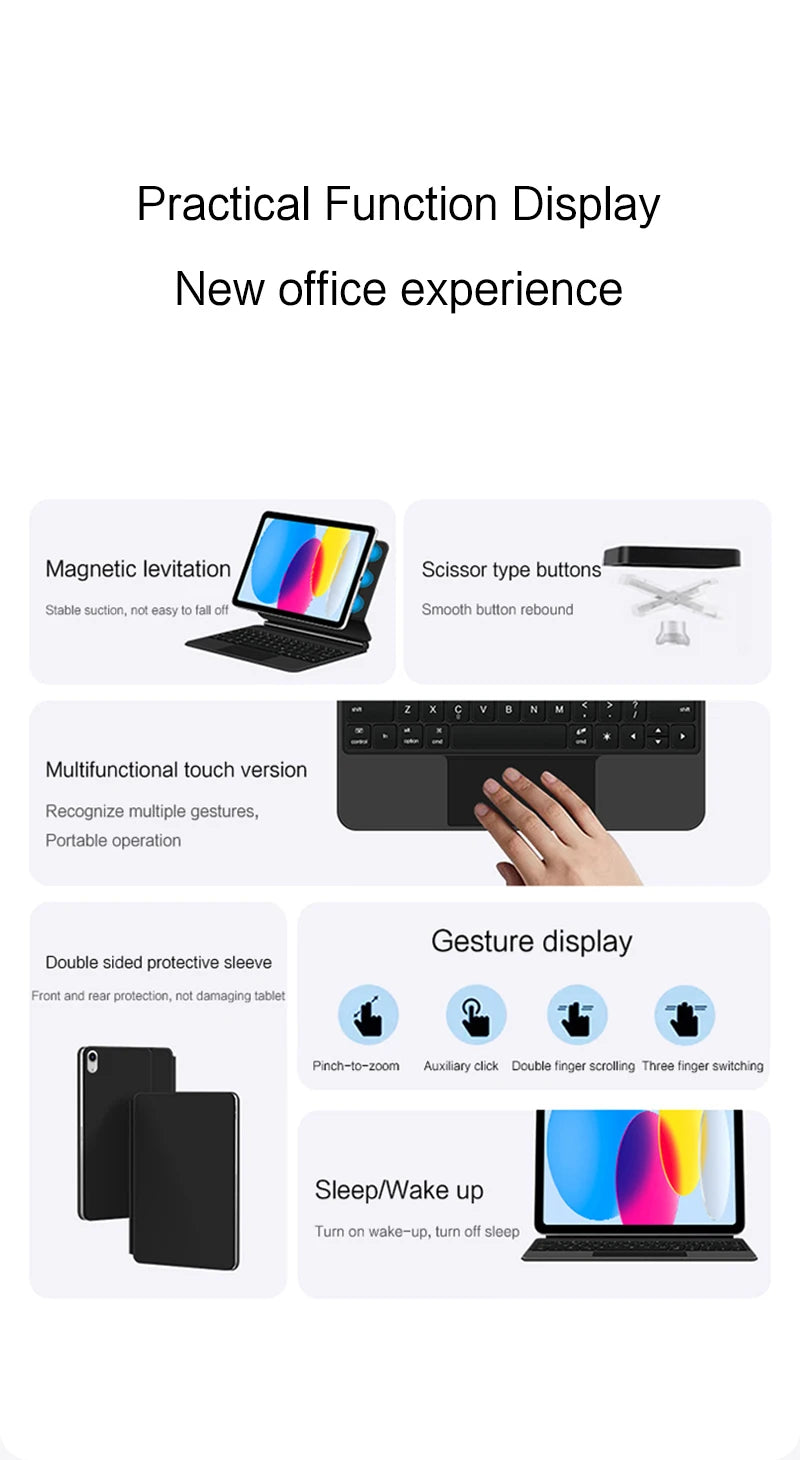 Magic Keyboard for iPad Pro 11/12.9, Air 4/5, iPad 10th Gen, Smart Magnetic