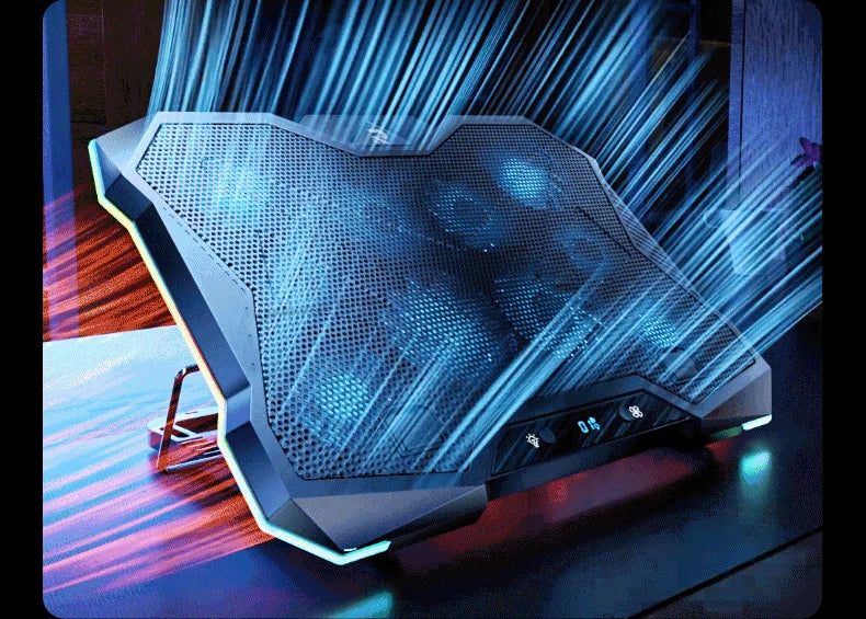Laptop Cooling Pad 10 Quiet Fans RGB Stand w/ Digital Display for 12β18β Laptops