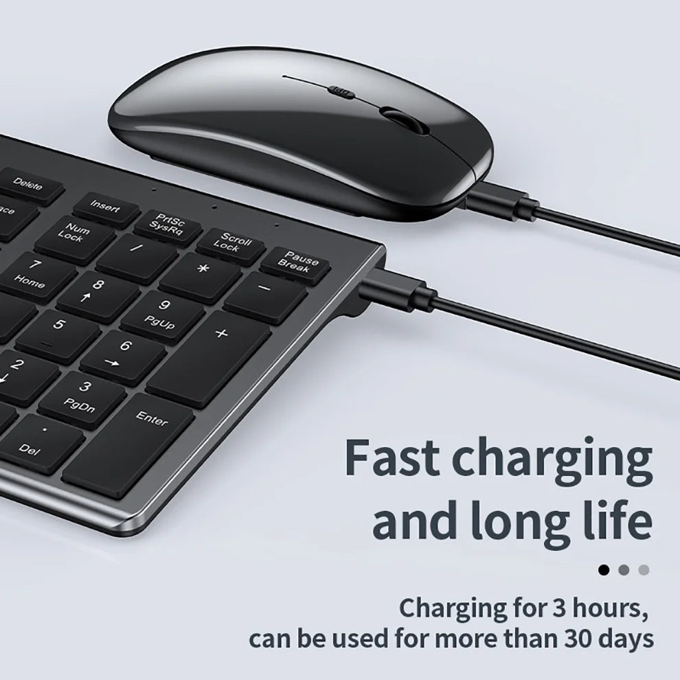 Wireless Keyboard Mouse Slim Rechargeable Multi-Device for Laptop Computer