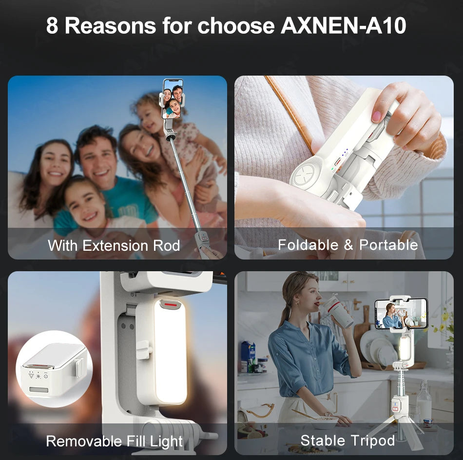 GIMBAL STABILIZER for SMART Phone MOBILE TRIPOD SELFIE STICK LIGHT EXTENSION