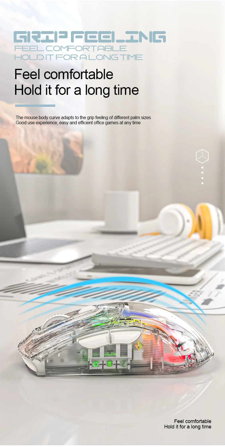 Attack Shark X2 Transparent Wireless Mouse | Silent Click, RGB, Ergonomic Design