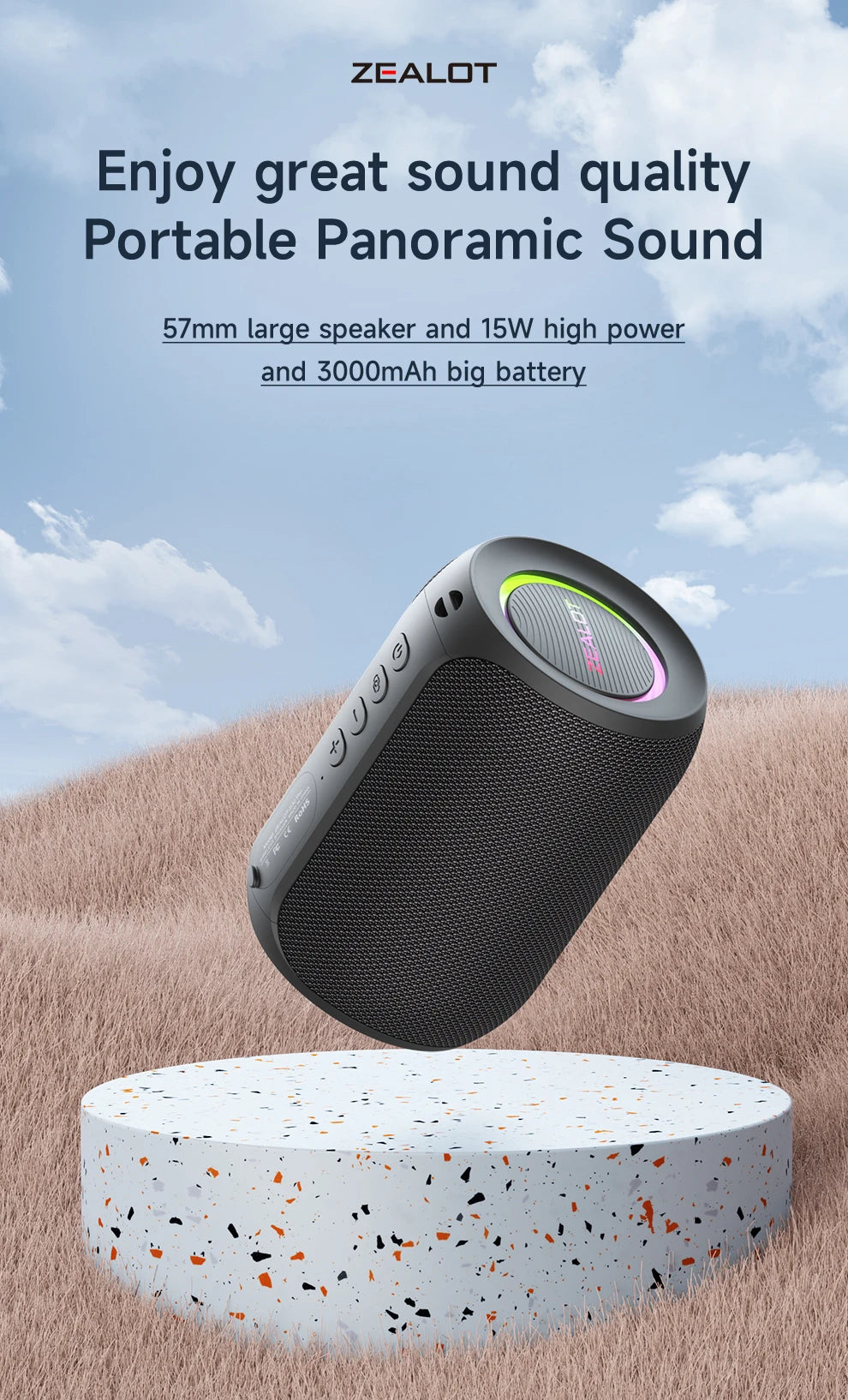 POWERFUL BLUETOOTH SPEAKER, SUPER BASS LED LIGHT SUBWOOFER WATERPROOF SOUND