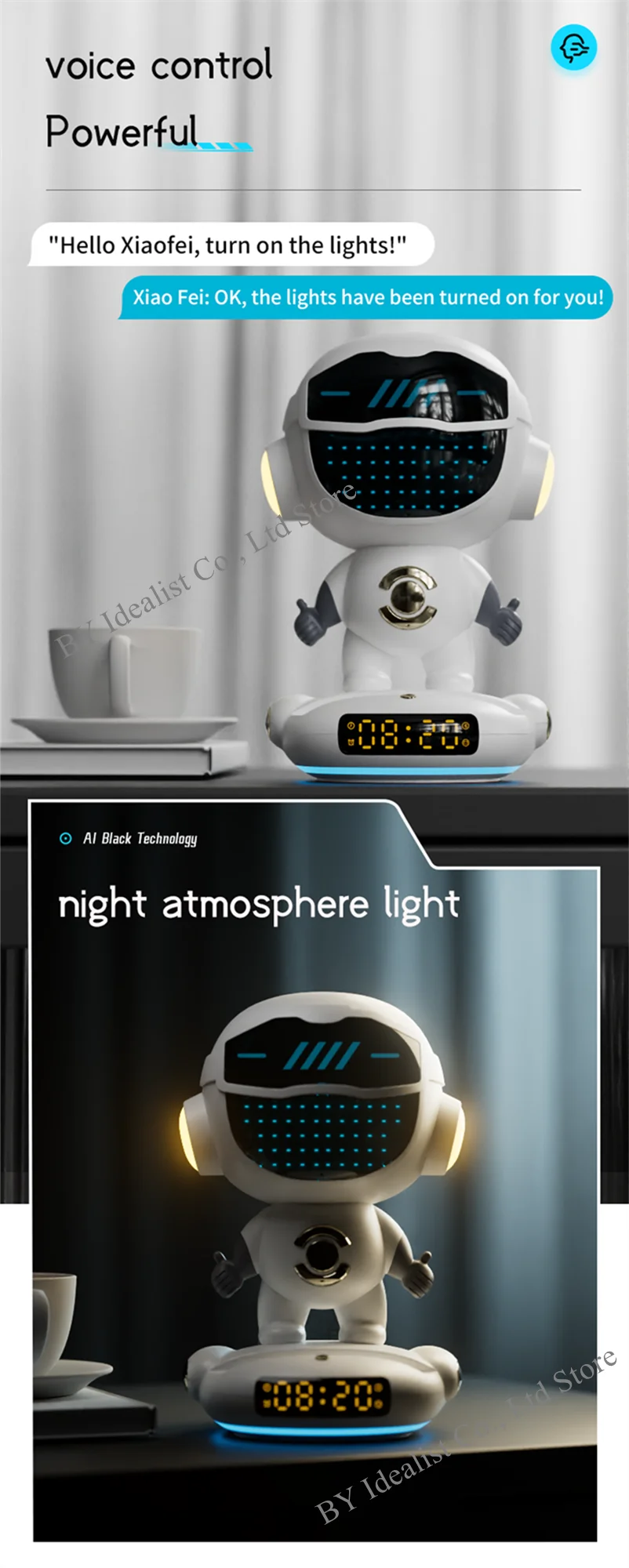 AI Robot Intelligent Conversation Wireless Speaker Music Subwoofer Sound Alarm