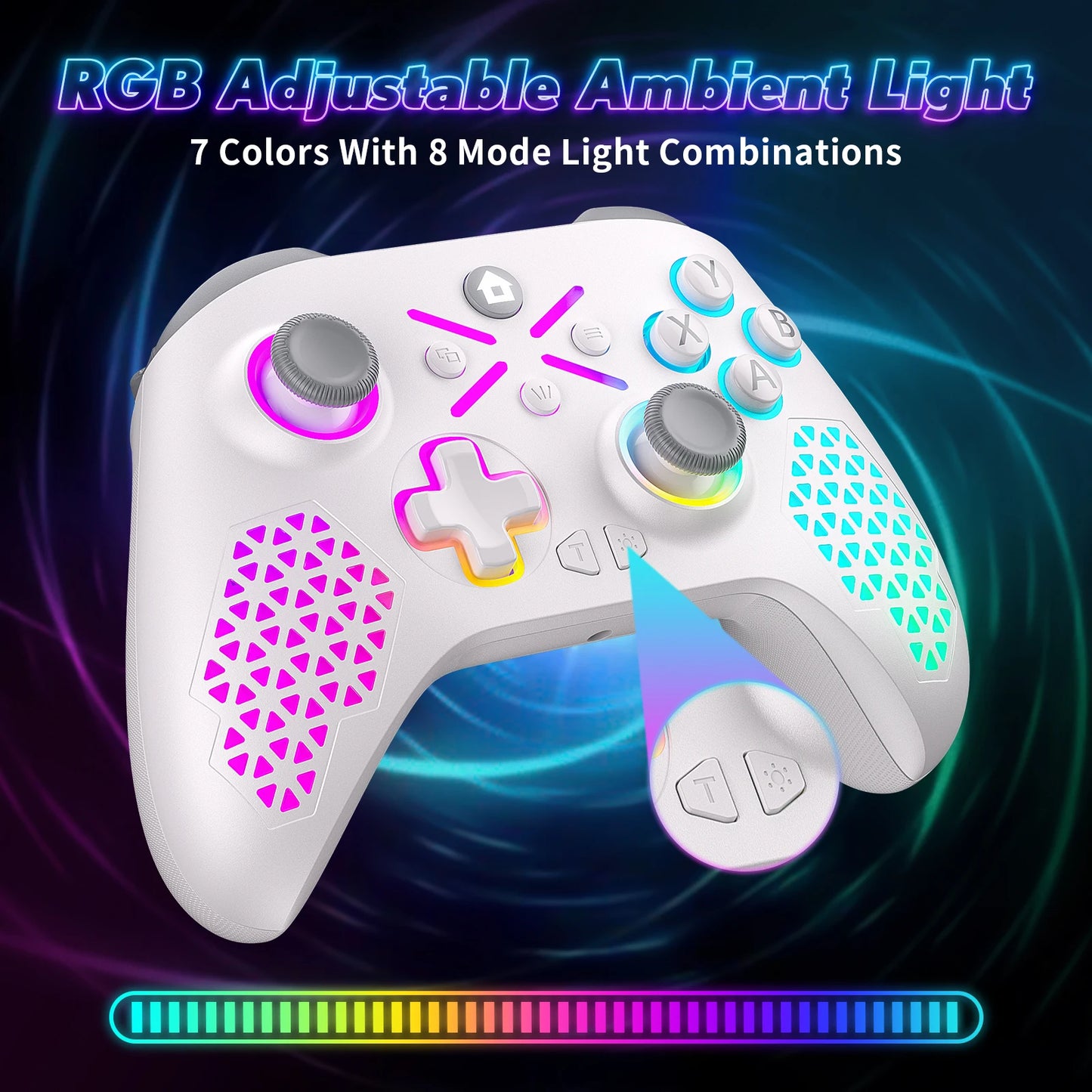 Wireless Gamepad Controller for Xbox One, RGB, Dual Vibration with Six Axis