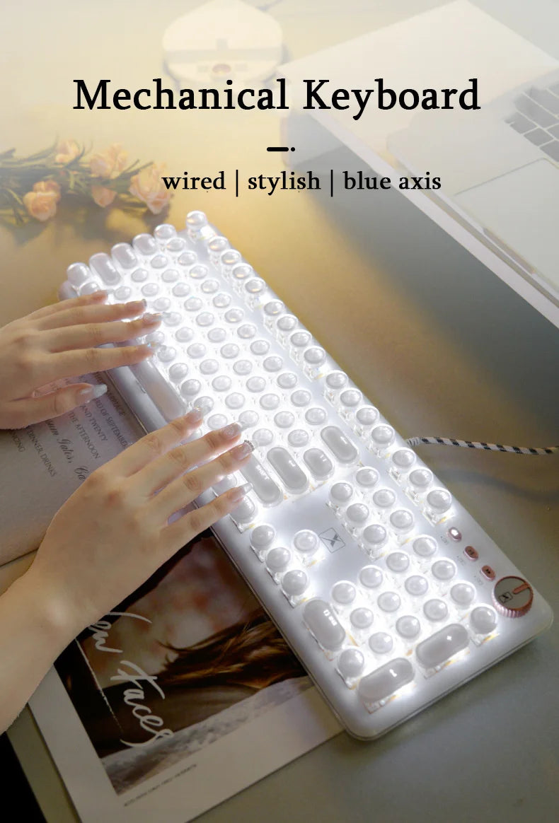 Wired Transparent Mechanical Gaming Keyboard β 104 Keys, RGB Backlit, PC & Lapto