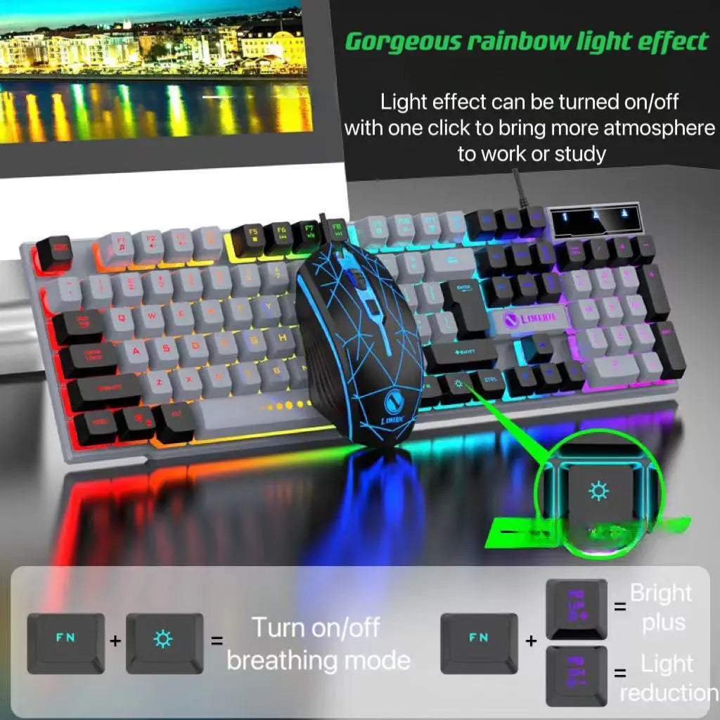 Wired Mechanical Keyboard & Mouse Combo β USB, RGB Backlit, PC & Laptop Gaming S