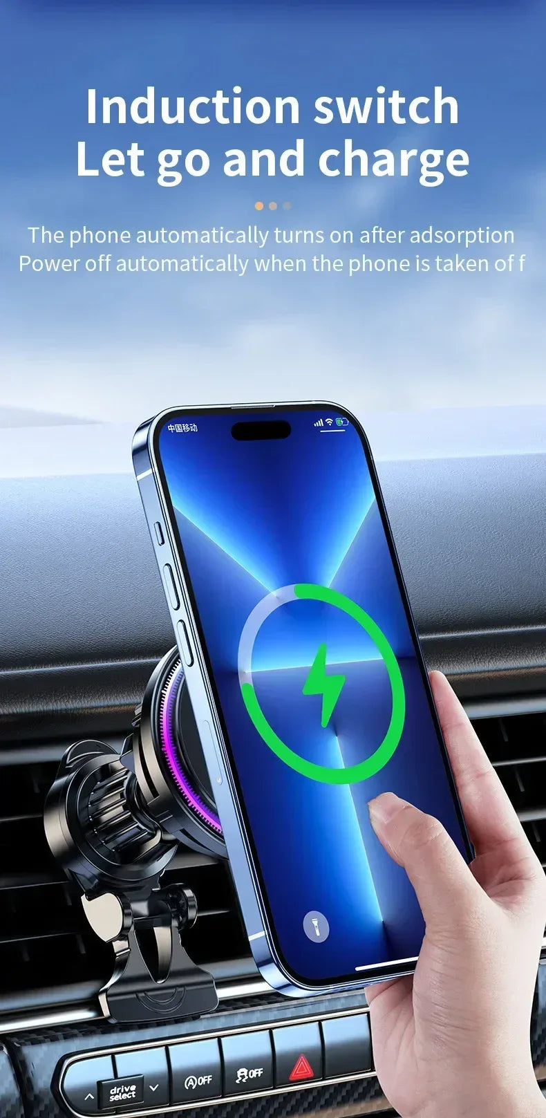 MAGNETIC WIRELESS CAR CHARGER HOLDER FAST MOUNT FOR APPLE IPHONE WITH COOLING - ZeeTec Store