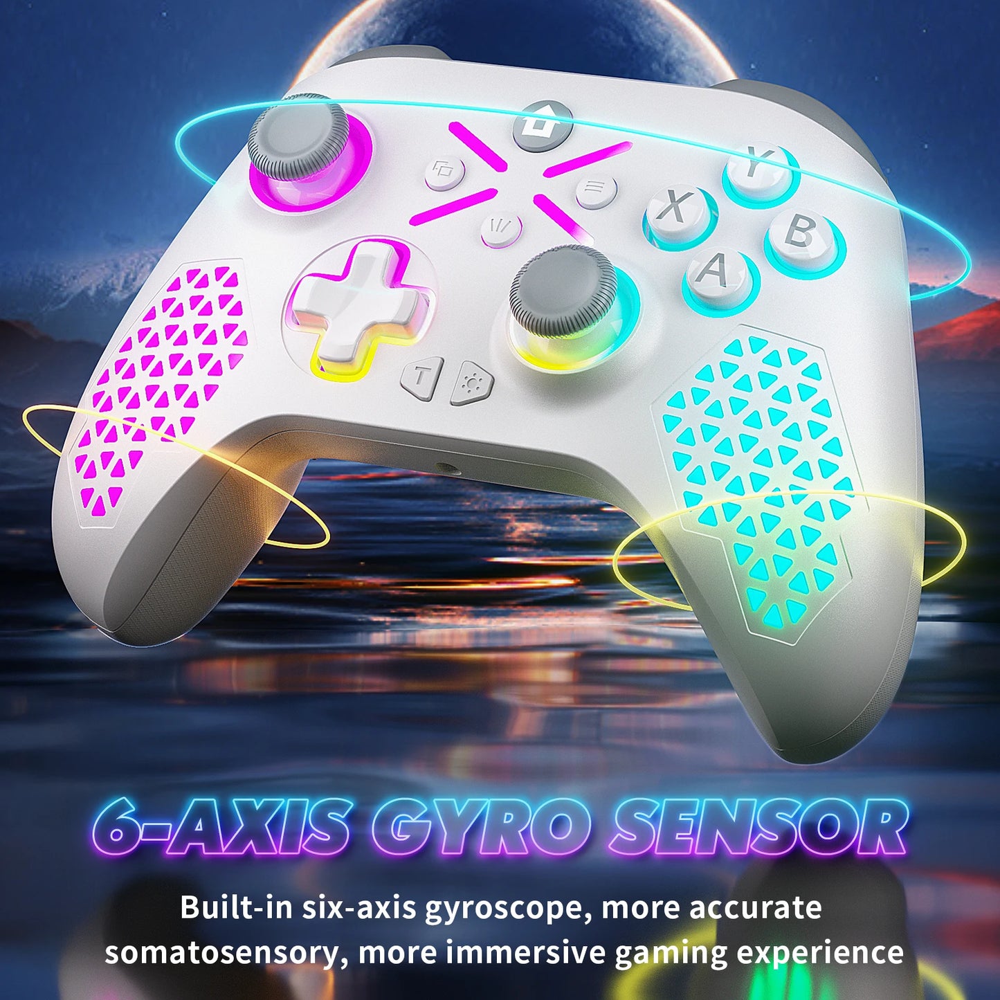 Wireless Gamepad Controller for Xbox One, RGB, Dual Vibration with Six Axis