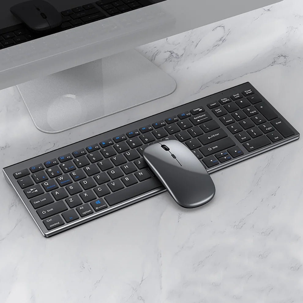 Wireless Keyboard Mouse Slim Rechargeable Multi-Device for Laptop Computer