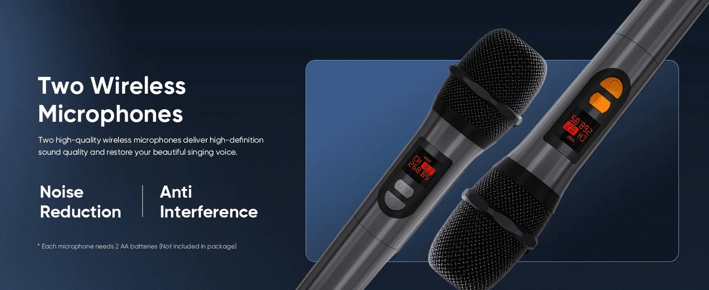 Portable Bluetooth Karaoke Speaker β Dual Wireless Mics, RGB Lights, Powerful So
