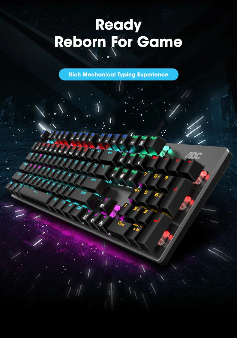 WIRED MECHANICAL KEYBOARD104 FULL KEYS METAL PANEL RGB CUSTOMIZABLE BACKLIGHT