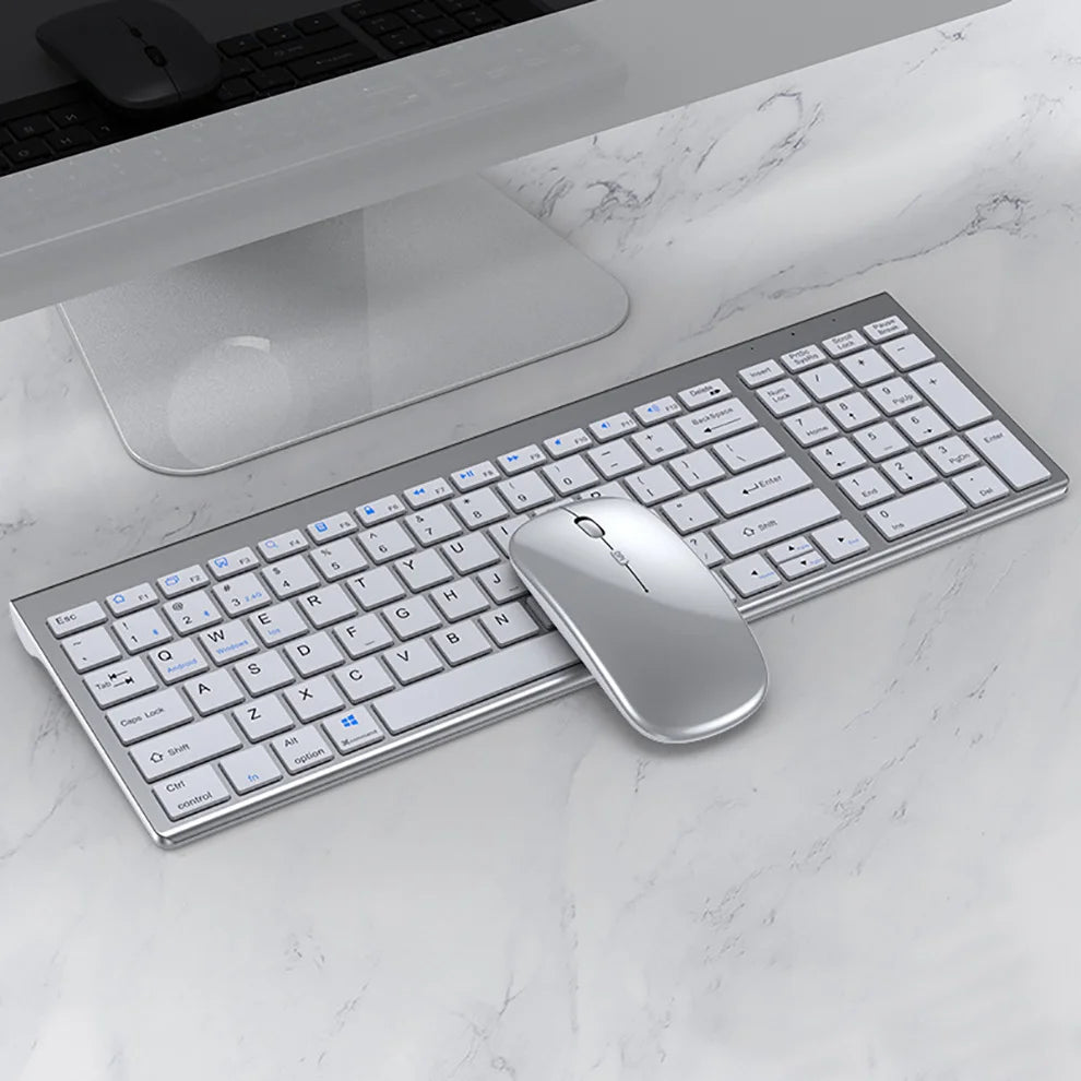 Wireless Keyboard Mouse Slim Rechargeable Multi-Device for Laptop Computer