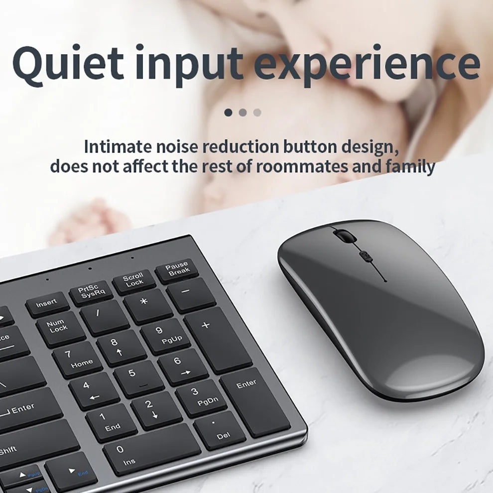 Wireless Keyboard Mouse Slim Rechargeable Multi-Device for Laptop Computer