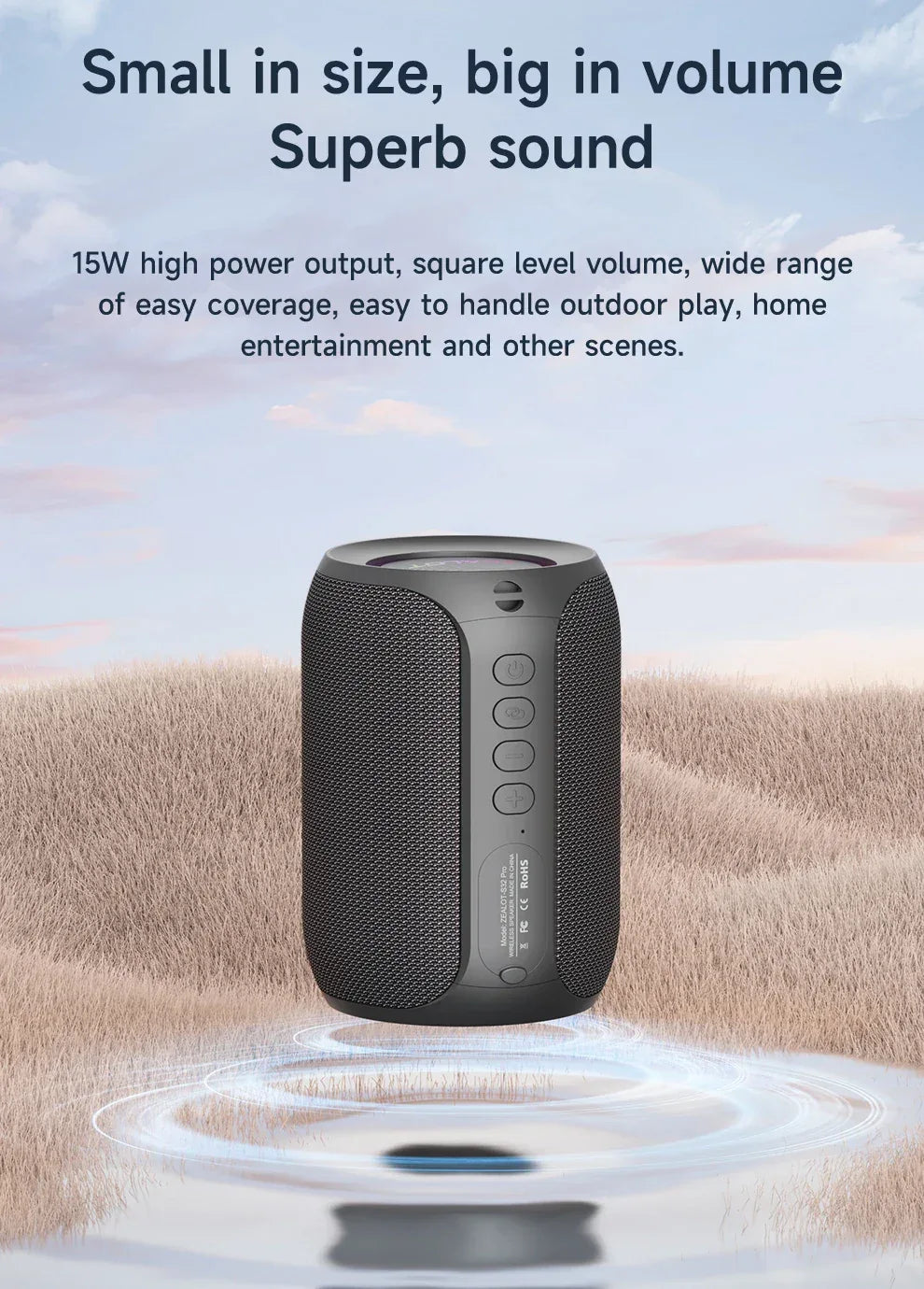 POWERFUL BLUETOOTH SPEAKER with 15W RMS Output, 3000mAh Battery & TF Card Support for 10 Hours Playback - ZeeTec Store