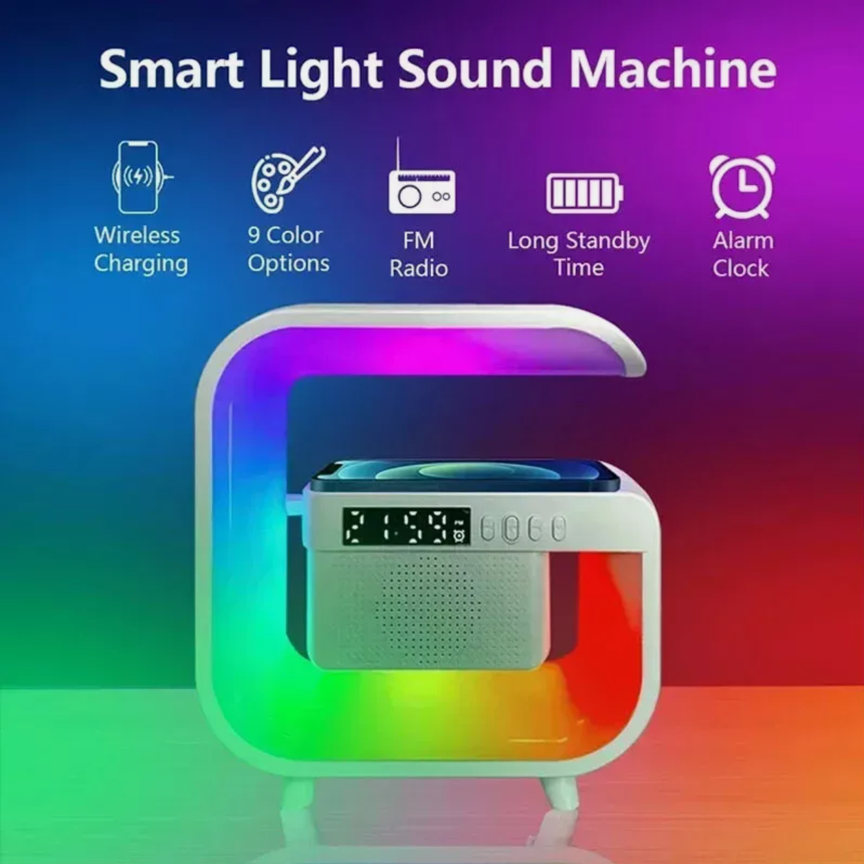 Smart Luminous Wireless Speaker with Wireless Charger, RGB Light FM