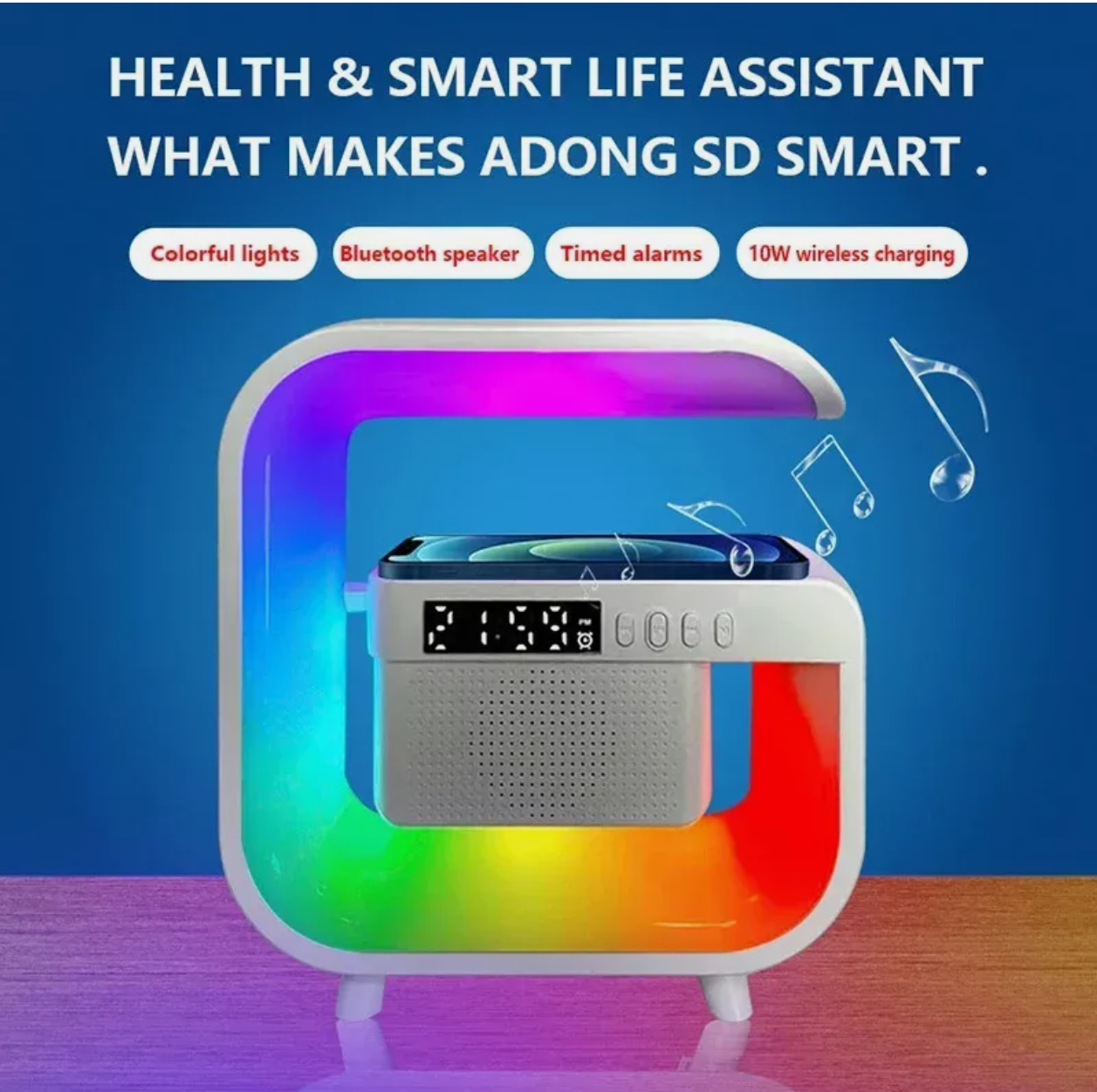 Smart Luminous Wireless Speaker with Wireless Charger, RGB Light FM