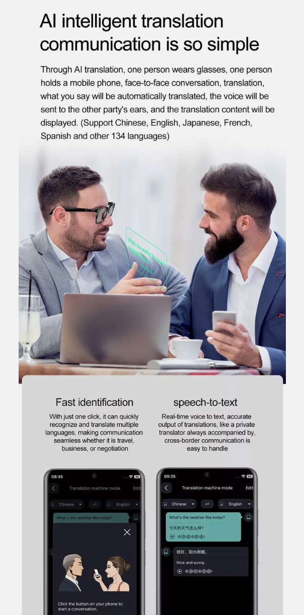 Smart Translator Glasses β Real-Time AI Voice & Text Translation, Multi-Language