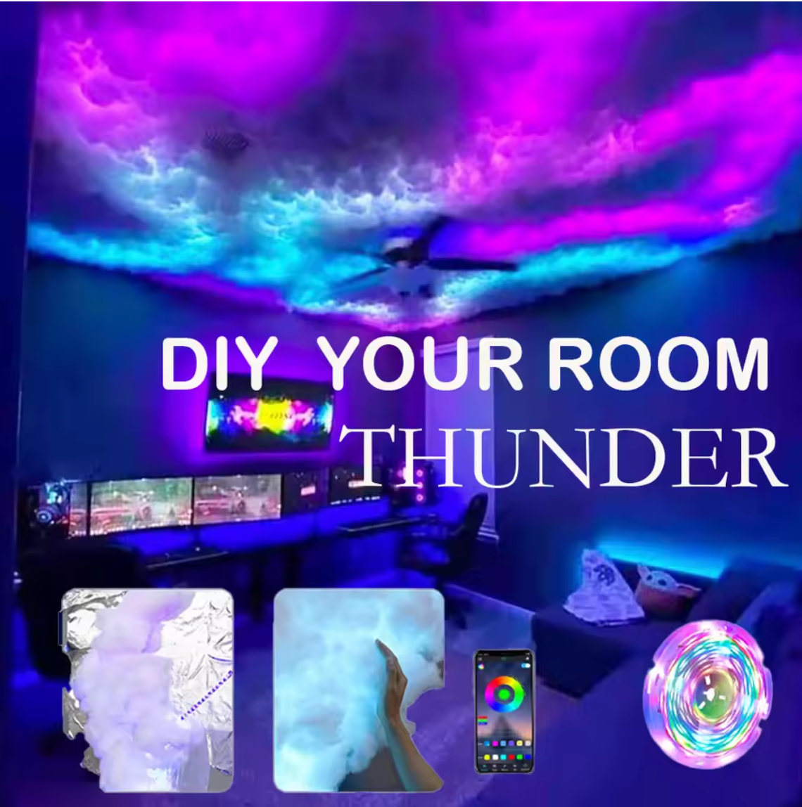 DIY Thunder Cloud RGB LED Cloud Ceiling Light Strip APP & Remote for Room Decor